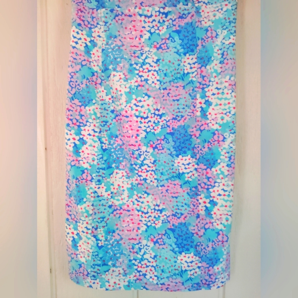 Lilly Pulitzer vintage Strapless Light Blue Floral Sheath Dress Women’s - Picture 4 of 9